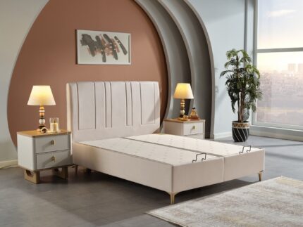 Alpha Flat Bed Base - Lorea Beige, 180X200